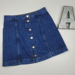 Topshop MOTO Button Front Dark Denim Jean Skirt